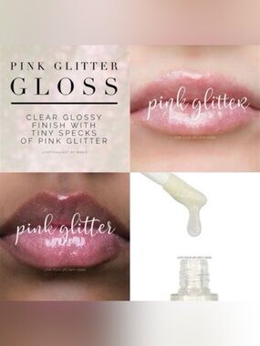 Pink Glitter Lip Gloss - Clear Shiny Finish Lipsense Gloss
